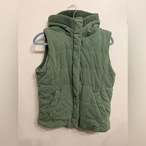 Womens The NorthFace Jersey Green Hooded Vest Large